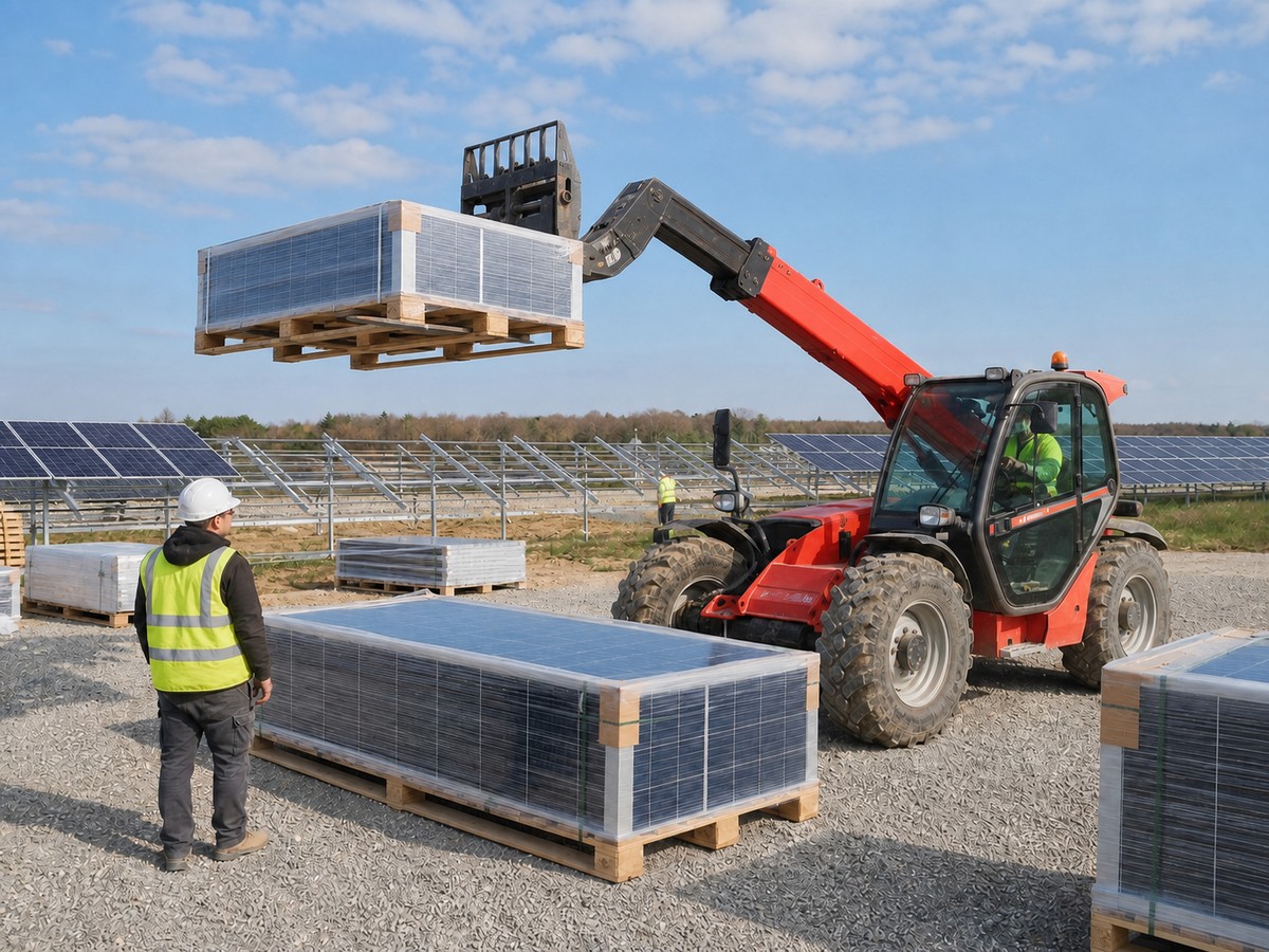 Ładowarka teleskopowa z modułami PV
